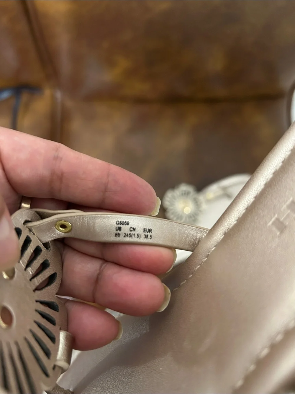 Coach Metallic Champagne Floral Medallion Thong Sandals